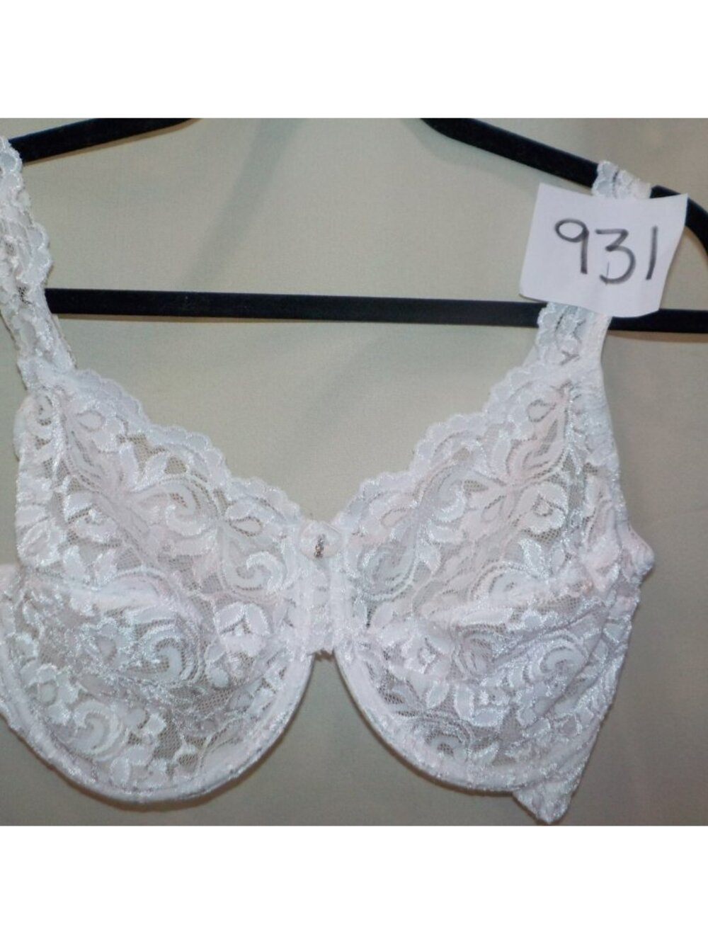 Smart & Sexy White Sheer Lace Underwire 2-hook Unlined Bra Size 40D